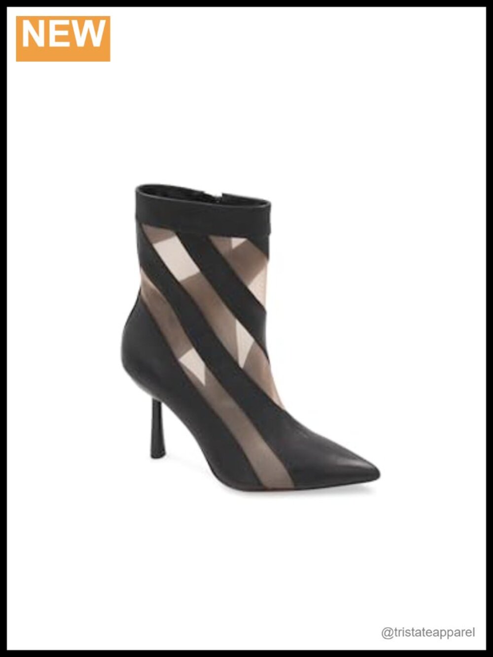 Leather Ankle Bootie Pointed Toe Stiletto Heel Zip Closure Dress Ankle Boots